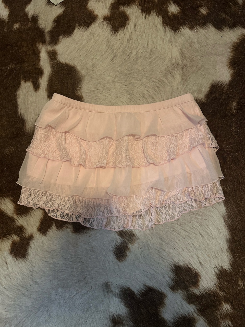 Hollister Pink Ruffle Lace Skirt